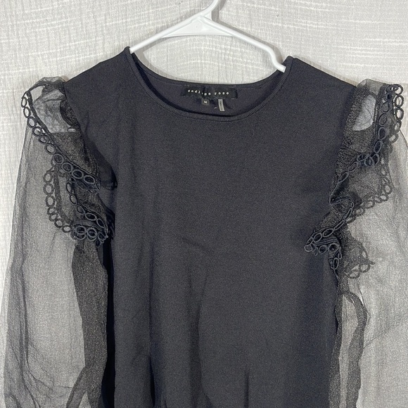 Endless Rose Organza Ruffle Knit blouson sweater medium black - Picture 4 of 9